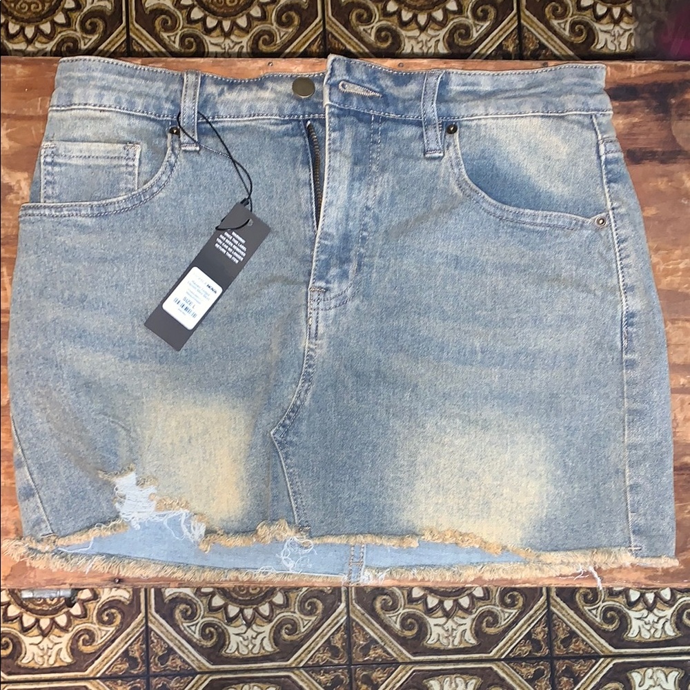 Fashion Nova Blue Mini Skirt Casual Distressed